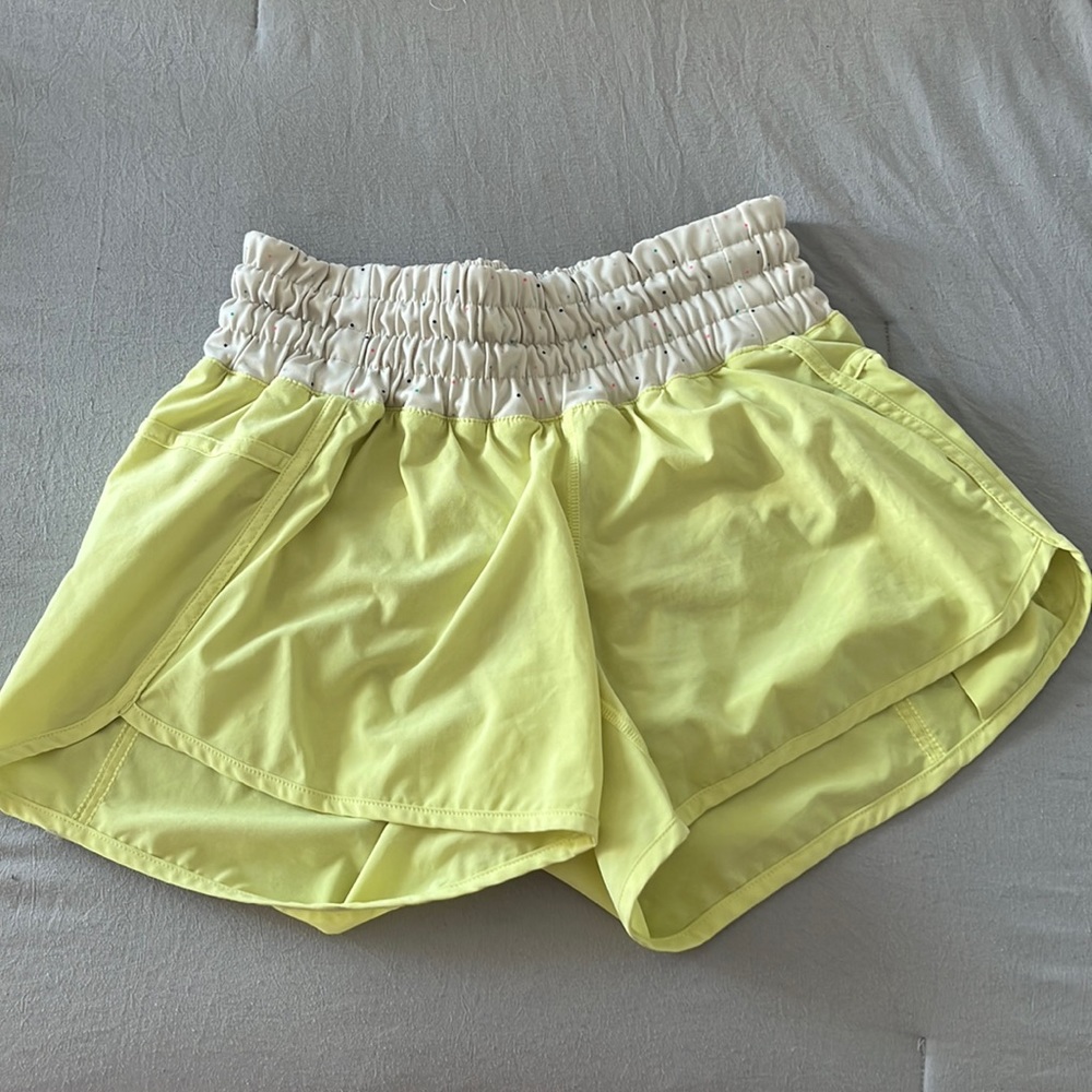 yellow lulu lemon tracker shorts
